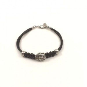 Leather bracelet with stainless steel Buddha